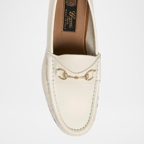 GUCCI WOMEN'S HORSEBIT 1953 LOAFER. SIZE: 37 1/2 EU ( 7 US). WHITE LEATHER - Picture 4 of 11